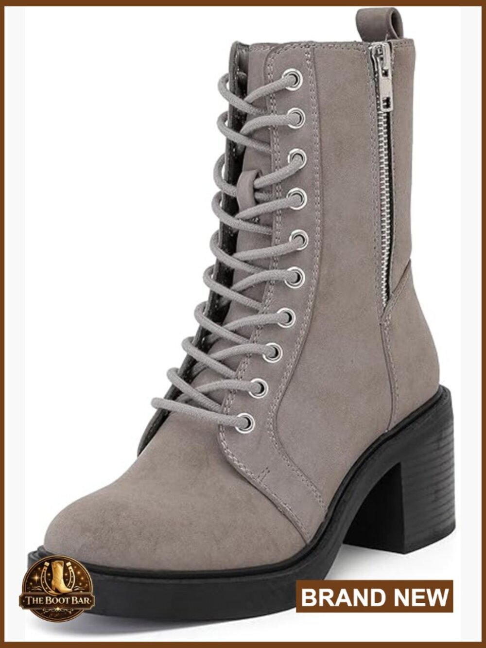 Women's Chunky Heel Ankle Boots Pointed Toe Combat Boots Lace Up Winter